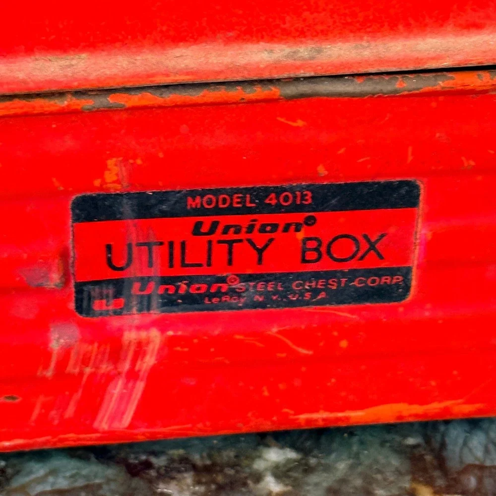 Union Model 4013 Utility Box Metal Tool Chest Red 13in Steel Vintage USA Made